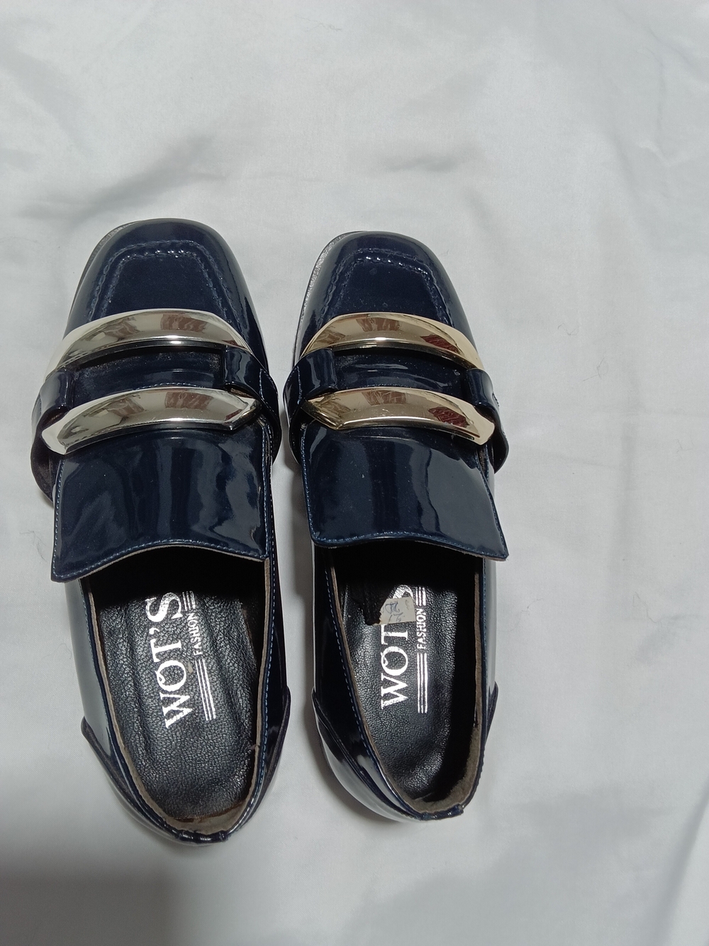 Navy Patent Loafer with Gold Accent -women